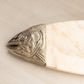 Large Cream Marble Stone and Silver Tone Metal Fish Tray