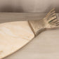 Large Cream Marble Stone and Silver Tone Metal Fish Tray