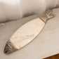 Large Cream Marble Stone and Silver Tone Metal Fish Tray