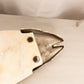 Large Cream Marble Stone and Silver Tone Metal Fish Tray
