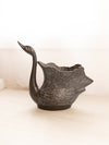 Large Dark Grey Brown Brass Swan Planter