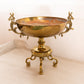 Large Fancy Brass Compote Bowl with 4 Legs and Handles