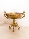 Large Fancy Brass Compote Bowl with 4 Legs and Handles