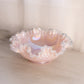 Large Fenton Pink Iridescent Silver Crest Hobnail Bowl