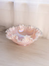 Large Fenton Pink Iridescent Silver Crest Hobnail Bowl