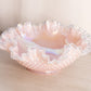 Large Fenton Pink Iridescent Silver Crest Hobnail Bowl