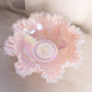 Large Fenton Pink Iridescent Silver Crest Hobnail Bowl
