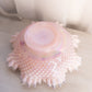 Large Fenton Pink Iridescent Silver Crest Hobnail Bowl