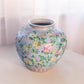 Large Light Blue Colorful Ceramic Floral Vase
