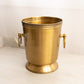 Large Footed Gold Tone Ice Bucket with 2 Handles