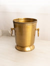 Large Footed Gold Tone Ice Bucket with 2 Handles