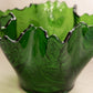 Vintage Large Green Glass Tulip Floral Textured Bowl