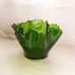 Vintage Large Green Glass Tulip Floral Textured Bowl