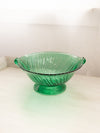 Large Jeannette Glass Swirl Ultramarine Green Glass Footed Bowl