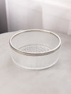 Large Leonard Clear Crystal Lidded Textured Bowl with Silver Tone Rim