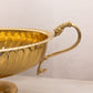 Large Oval Brass Footed Bowl with Fish Handles and Linear Details