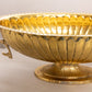 Large Oval Brass Footed Bowl with Fish Handles and Linear Details