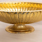Large Oval Brass Footed Bowl with Fish Handles and Linear Details
