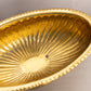 Large Oval Brass Footed Bowl with Fish Handles and Linear Details