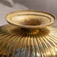 Large Oval Brass Footed Bowl with Fish Handles and Linear Details