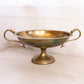 Large Oval Brass Pedestal Bowl with Fish Handles