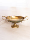 Large Oval Brass Pedestal Bowl with Fish Handles