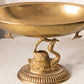 Large Oval Brass Pedestal Bowl with Swan Base and Fish Handles