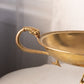 Large Oval Brass Pedestal Bowl with Swan Base and Fish Handles