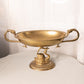 Large Oval Brass Pedestal Bowl with Swan Base and Fish Handles