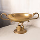 Large Oval Brass Pedestal Bowl with Swan Base and Fish Handles