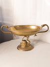 Large Oval Brass Pedestal Bowl with Swan Base and Fish Handles