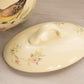 Large Oval Yellow Ceramic Lidded Bird and Floral Handled Dish