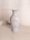 Large Pastel Blue Pink Feather Ceramic Vase