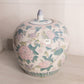Large Pink and Green Floral Ceramic Lidded Ginger Jar