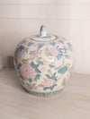 Large Pink and Green Floral Ceramic Lidded Ginger Jar
