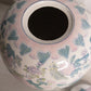 Large Pink and Green Floral Ceramic Lidded Ginger Jar