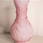 Large Pink Cased Glass Vase with Bird Designs