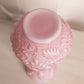 Large Pink Cased Glass Vase with Bird Designs