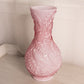 Large Pink Cased Glass Vase with Bird Designs