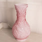 Large Pink Cased Glass Vase with Bird Designs
