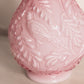 Large Pink Cased Glass Vase with Bird Designs