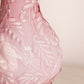 Large Pink Cased Glass Vase with Bird Designs