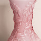 Large Pink Cased Glass Vase with Bird Designs