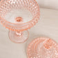Large Pink Glass Pedestal Lidded Dish with Diamond Point Design