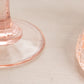 Large Pink Glass Pedestal Lidded Dish with Diamond Point Design