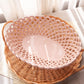 Large Pink Woven Oval Ceramic Basket Bowl Made in Portugal