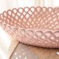 Large Pink Woven Oval Ceramic Basket Bowl Made in Portugal