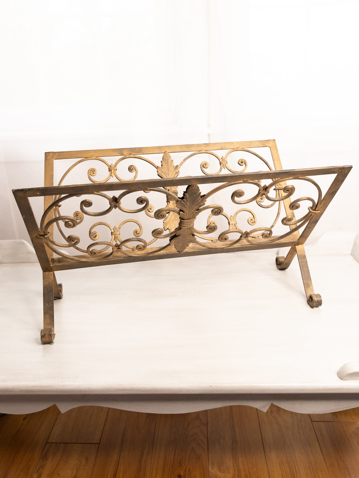 Fanci Rack Large Rectangular Gold Tone Metal Folding Rack with Fancy Designs – Gem ...