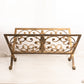 Large Rectangular Gold Tone Metal Folding Rack with Fancy Designs