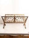 Large Rectangular Gold Tone Metal Folding Rack with Fancy Designs